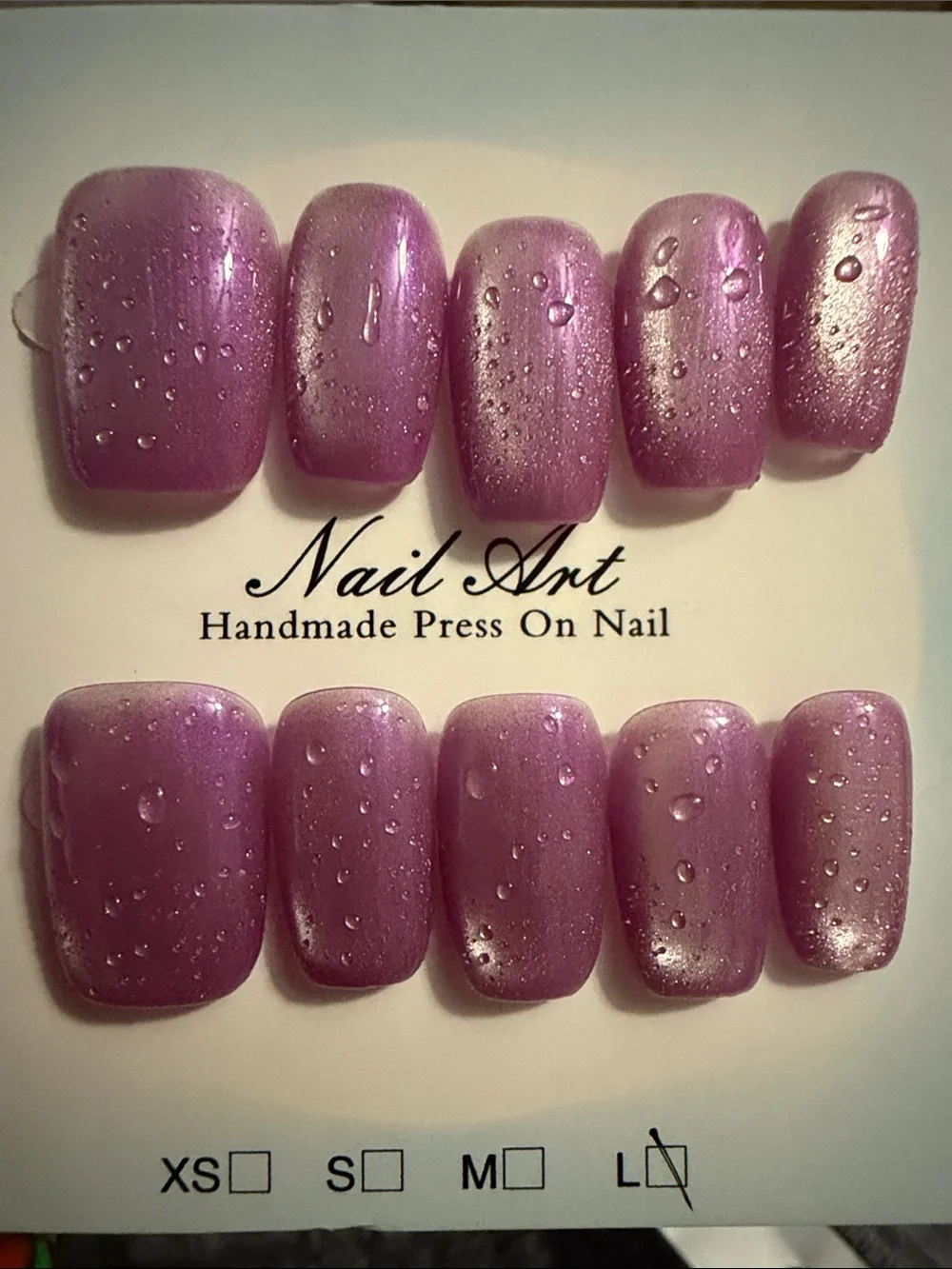 Handmade Press-On Nails - Cateye Lavender Pink